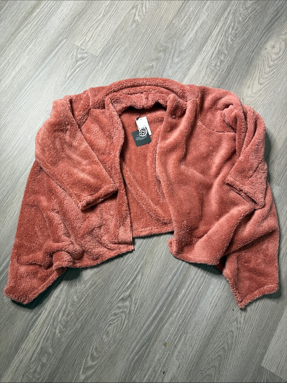 Cozy Open-Front Teddy Jacket in Dusty Rose